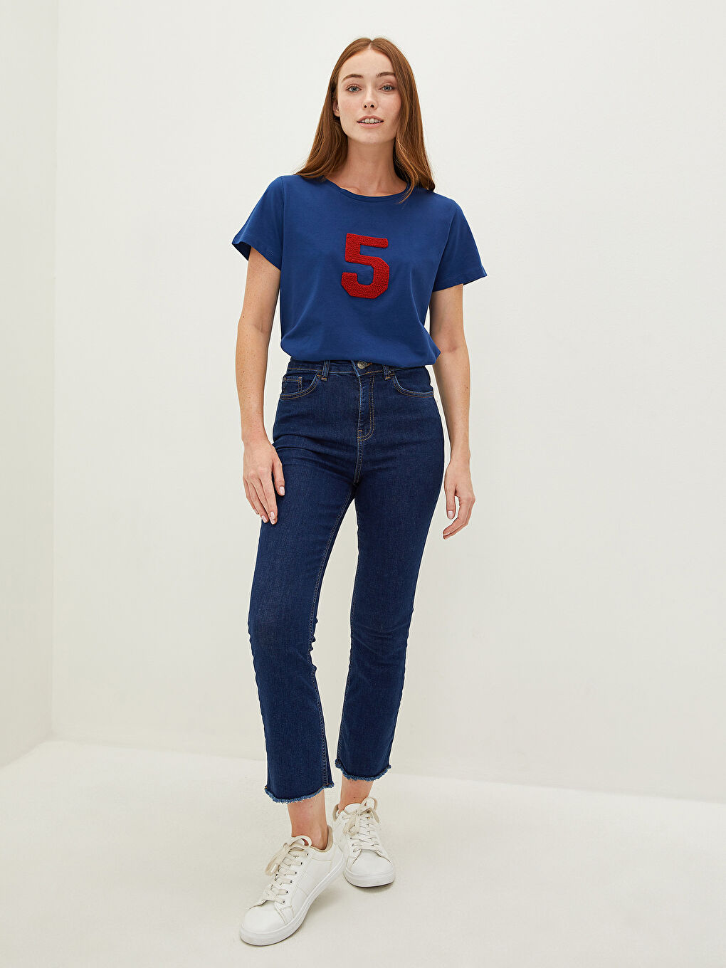 Crew Neck Printed Short Sleeve Cotton Women's T-shirt-1
