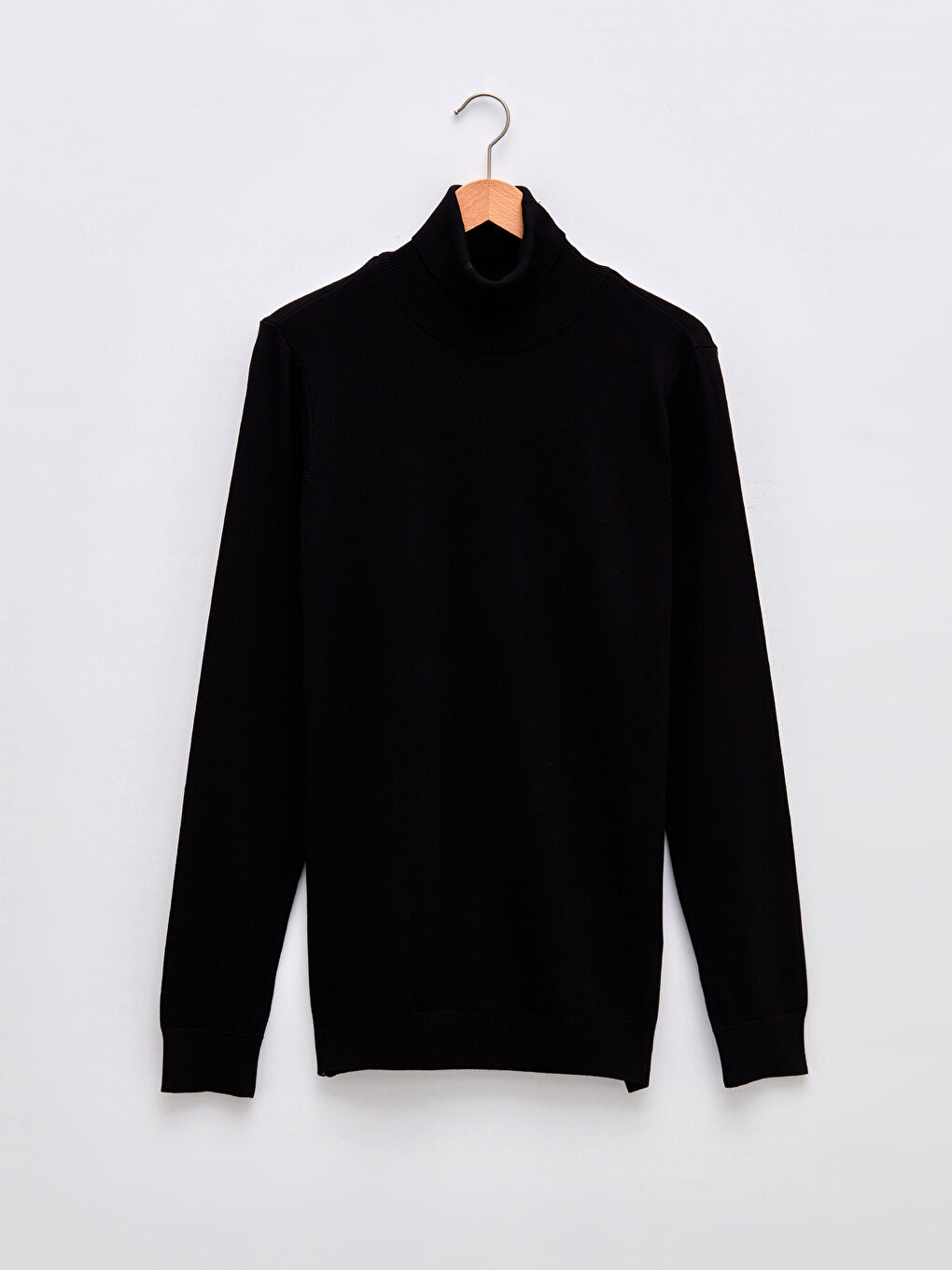 Siyah Balıkçı Yaka Uzun Kollu Erkek Triko Kazak-5