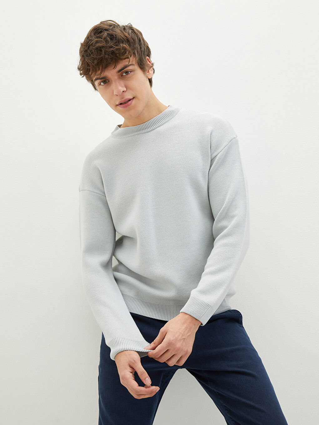 Rundhalsausschnitt Langarm Herren Strickpullover