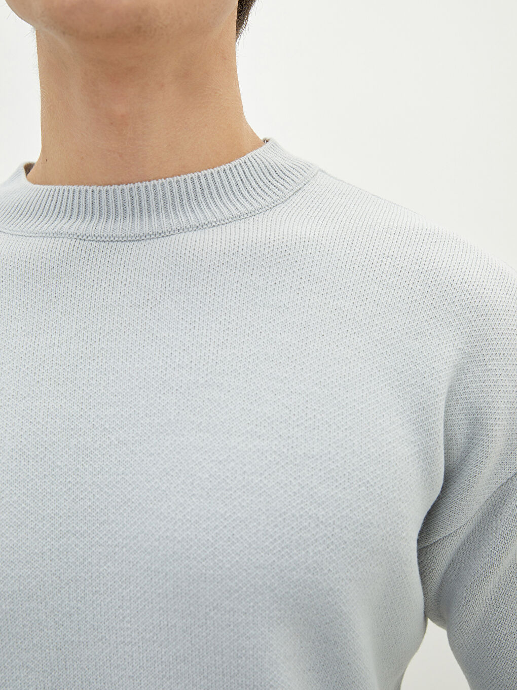 Rundhalsausschnitt Langarm Herren Strickpullover-3