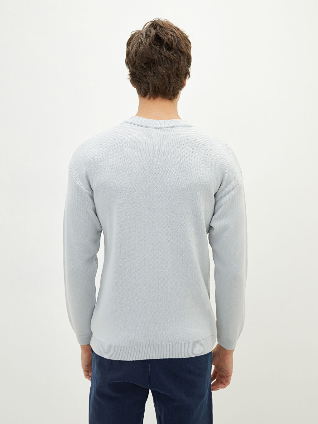 Rundhalsausschnitt Langarm Herren Strickpullover-4