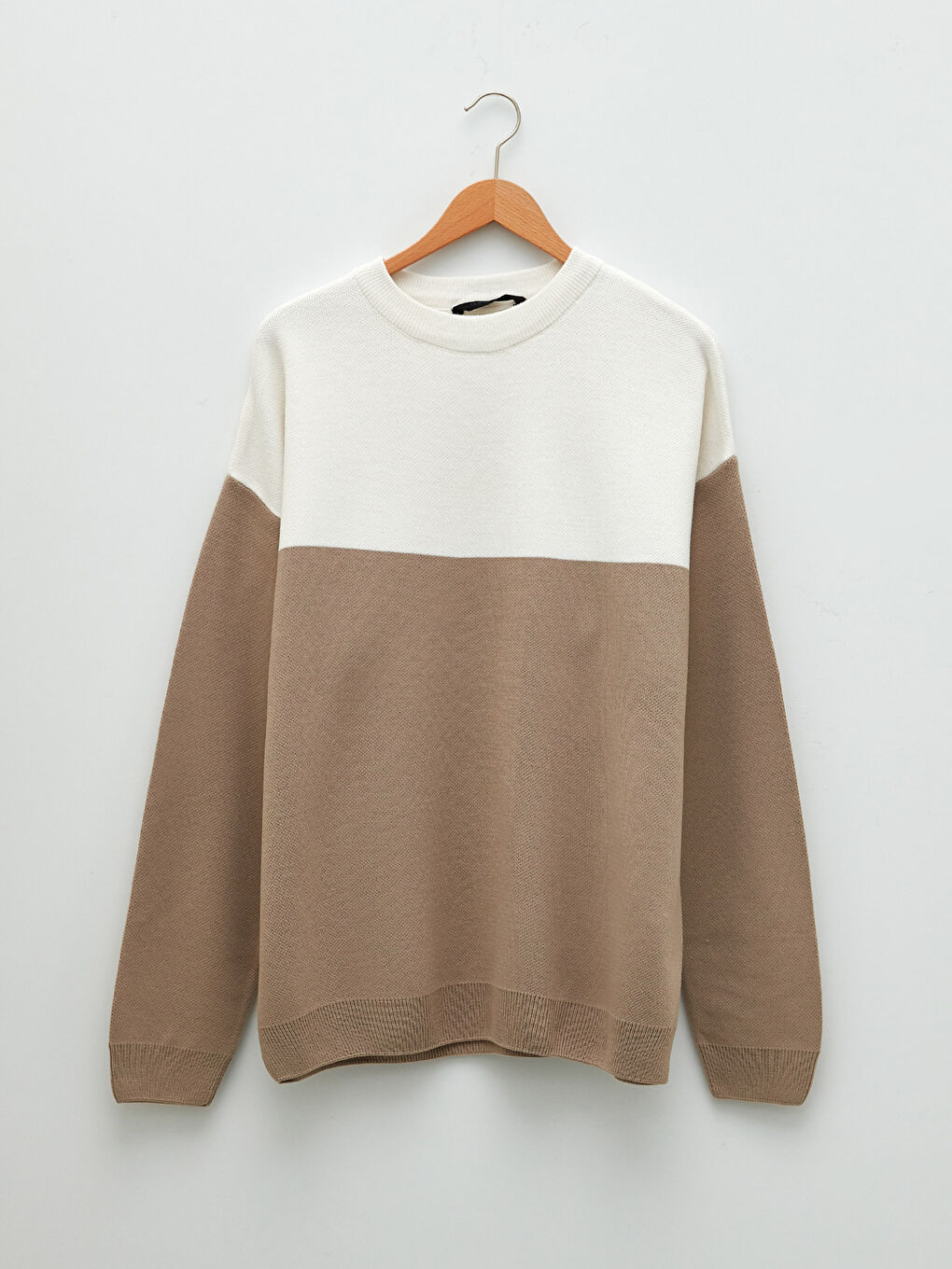 Pull-over en Tricot à Col Rond et Manches Longues Bloc de Couleurs pour Hommes