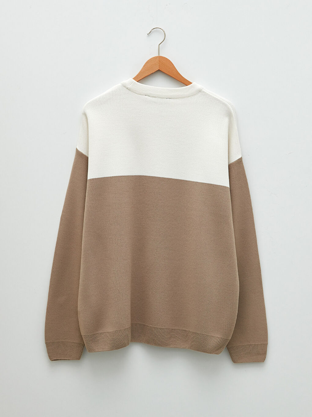 Pull-over en Tricot à Col Rond et Manches Longues Bloc de Couleurs pour Hommes-1