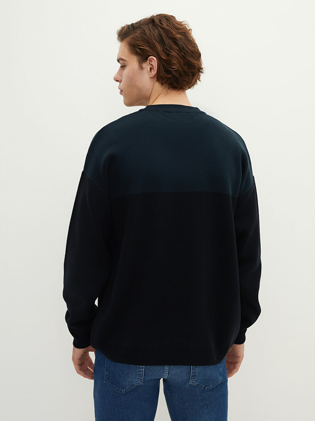 Pull-over en Tricot à Col Rond et Manches Longues Bloc de Couleurs pour Hommes-4