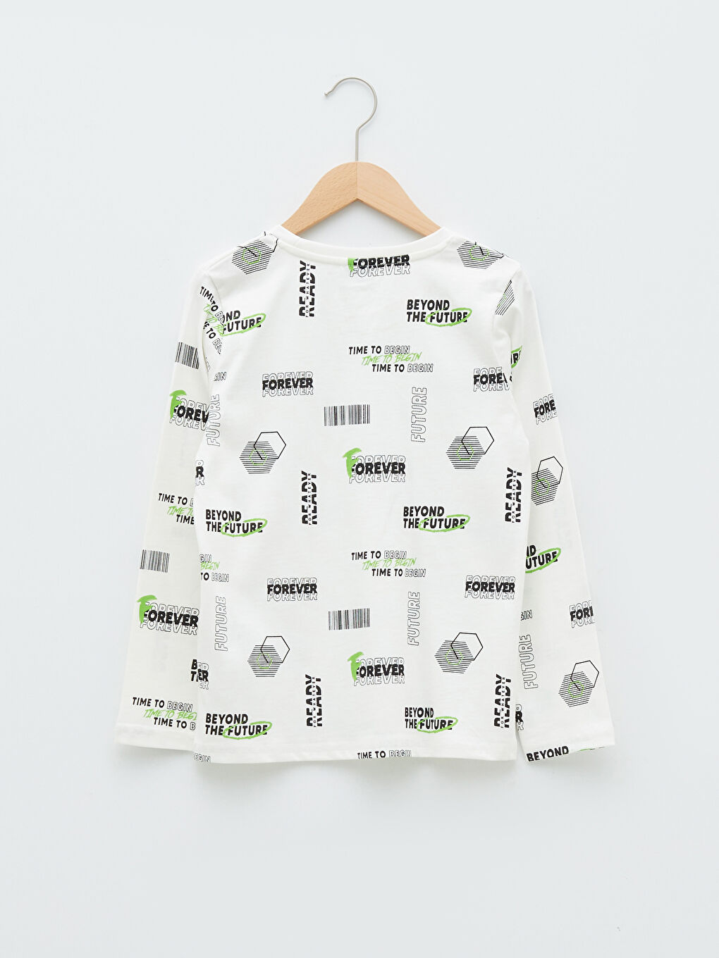 Crew Neck Printed Long Sleeve Cotton Boy T-shirt-1