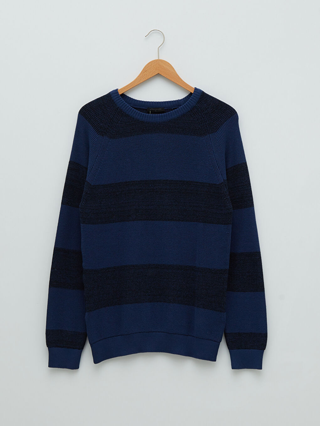 Crew Neck Long Sleeve Striped Men's Knitwear Sweater-5