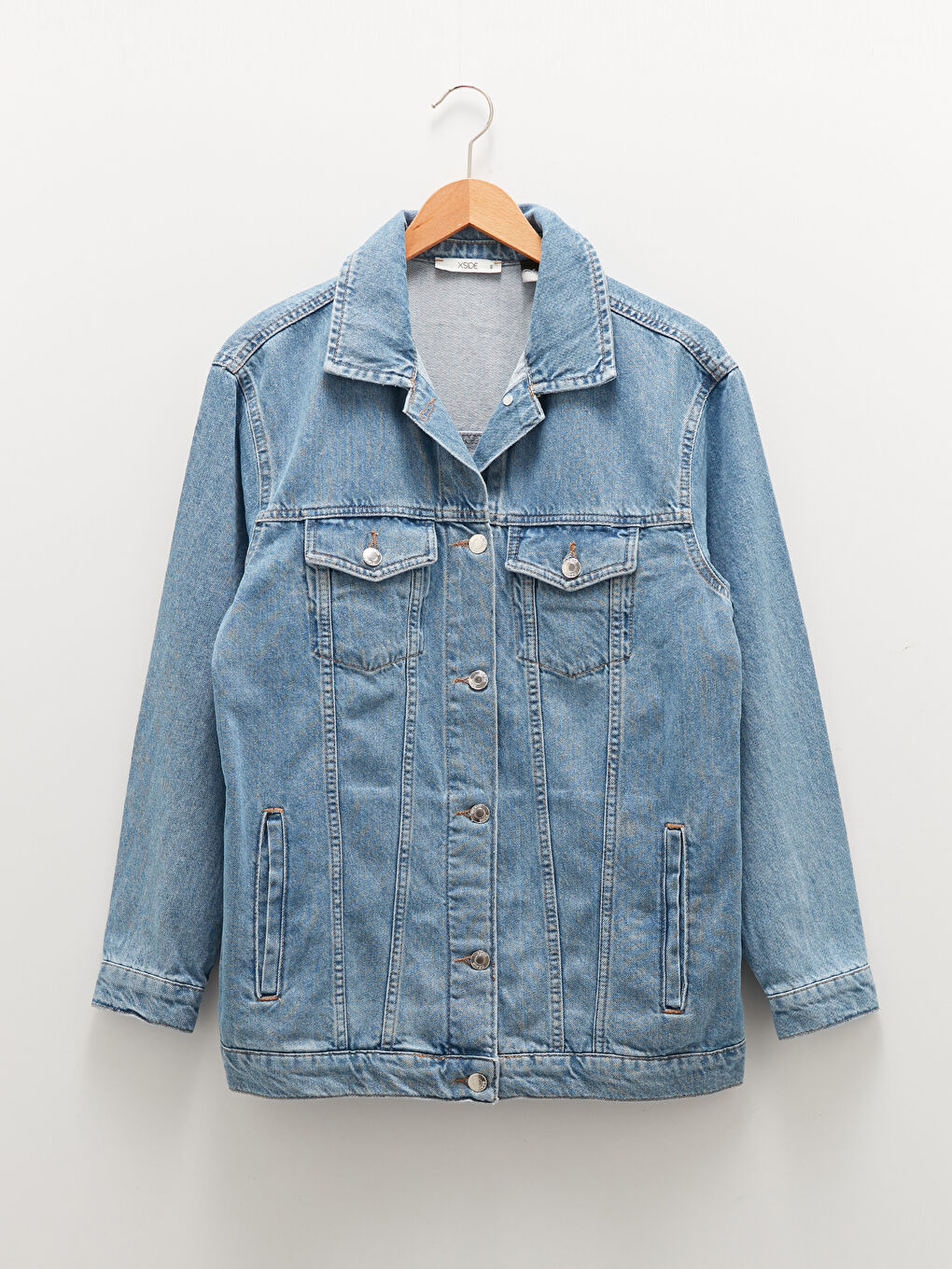 Geacă din denim pentru Femei cu Guler de cămașă, Imprimată Mickey Mouse, Mânecă lungă, Detalii cu Buzunar-5