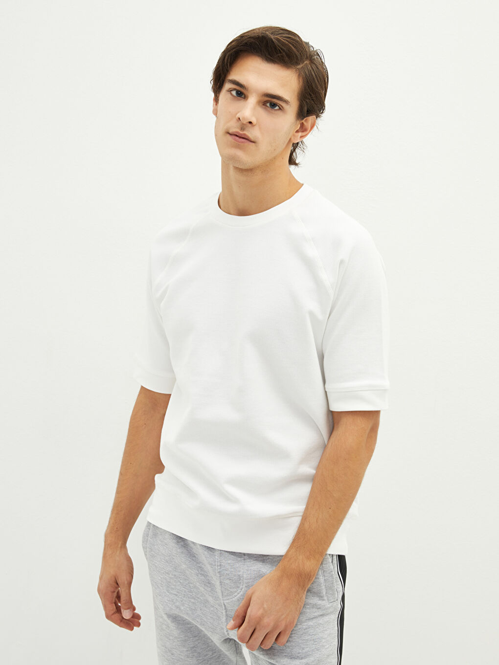 Crew Neck Short Sleeve Men's Sweatshirt-2