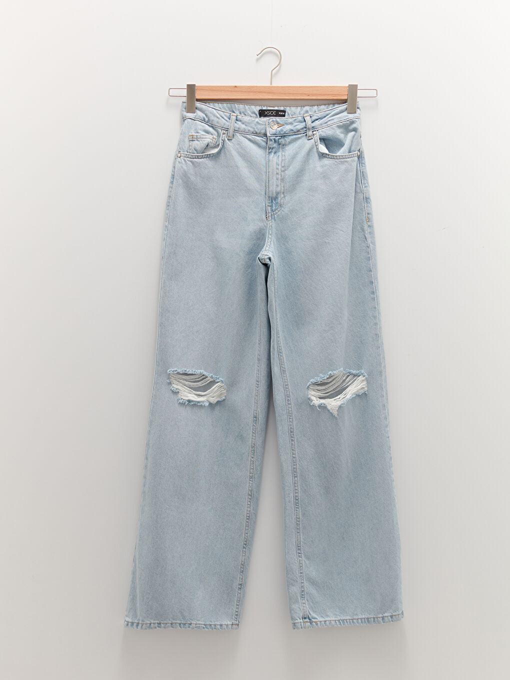 Mavi Rahat Kalıp Cepli Yırtık Detaylı Kadın Jean Pantolon-7