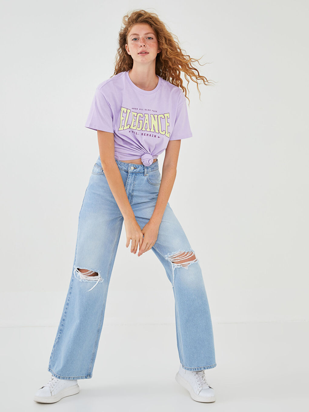 Mavi Rahat Kalıp Cepli Yırtık Detaylı Kadın Jean Pantolon-4