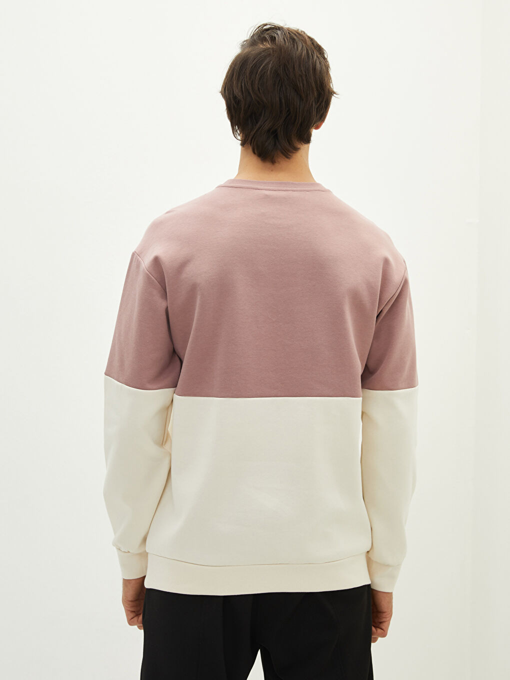 Crew Neck Long Sleeve Color Block Men's Sweatshirt-4