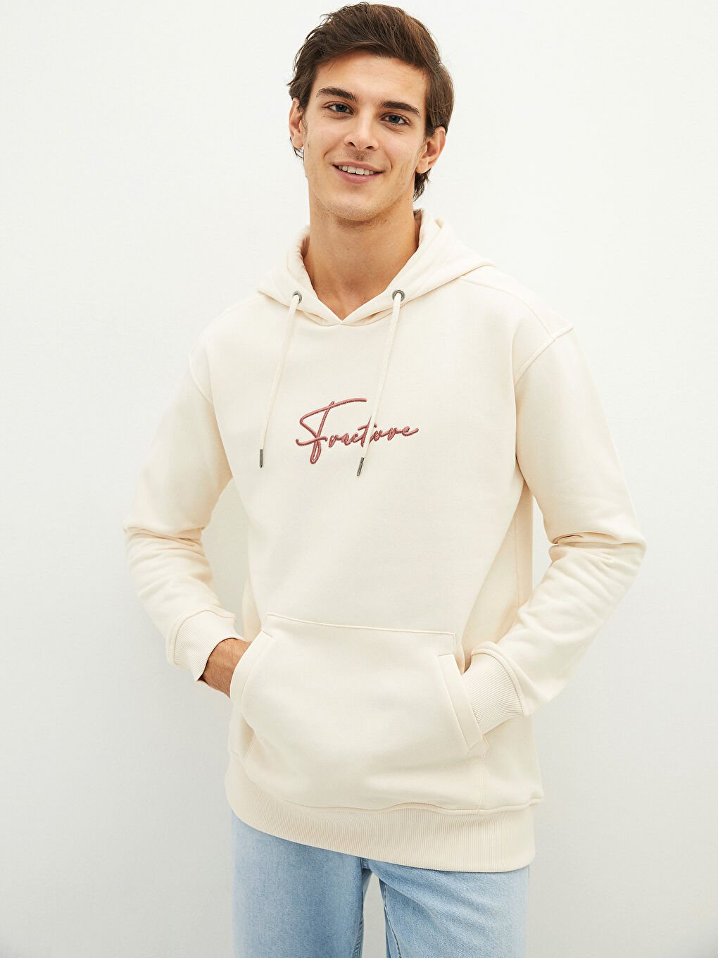 Long Sleeve Embroidered Men's Thick Hoodie