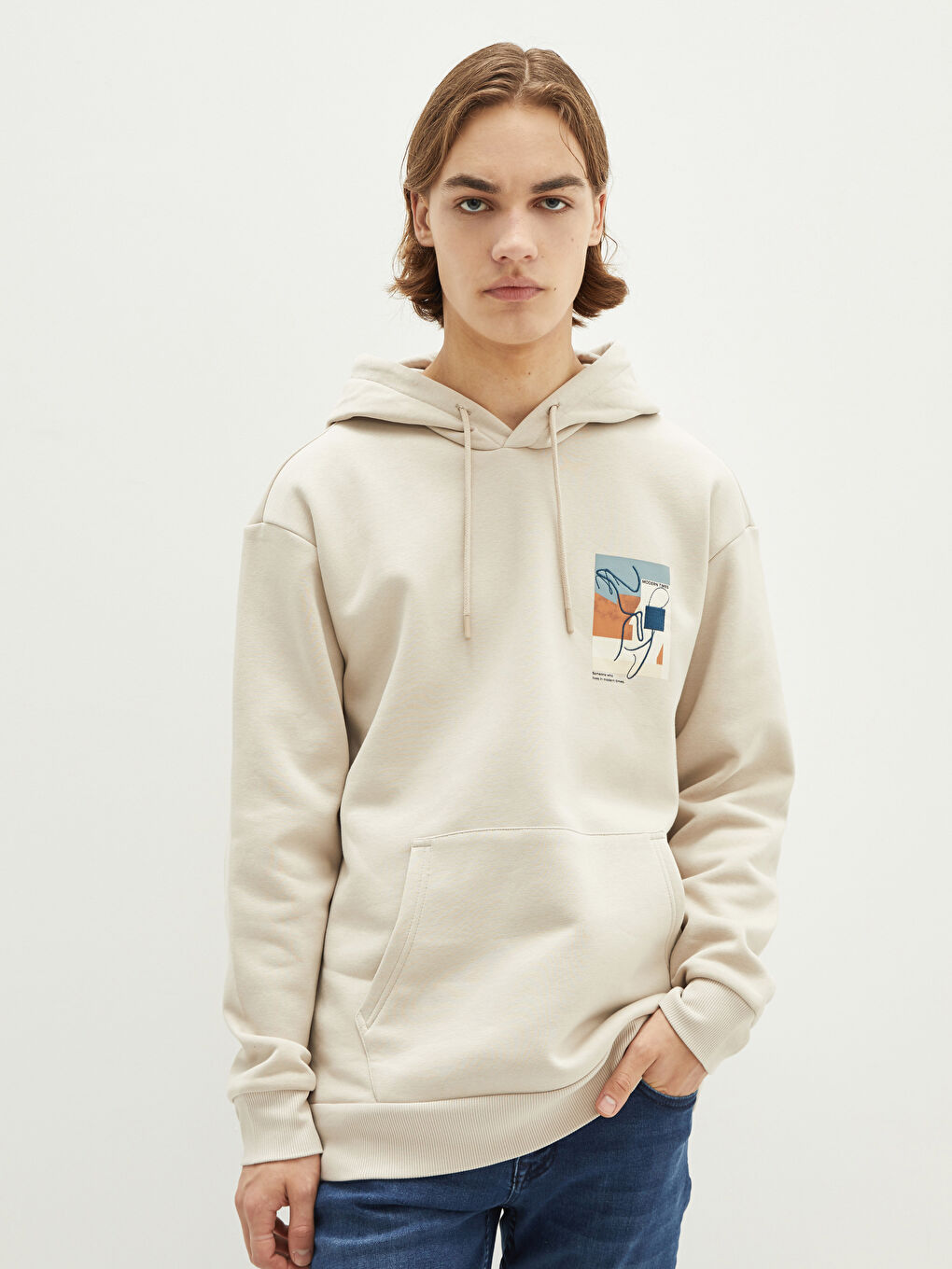 Sweatshirt à Capuche Épais Imprimé pour Hommes à Manches Longues-1