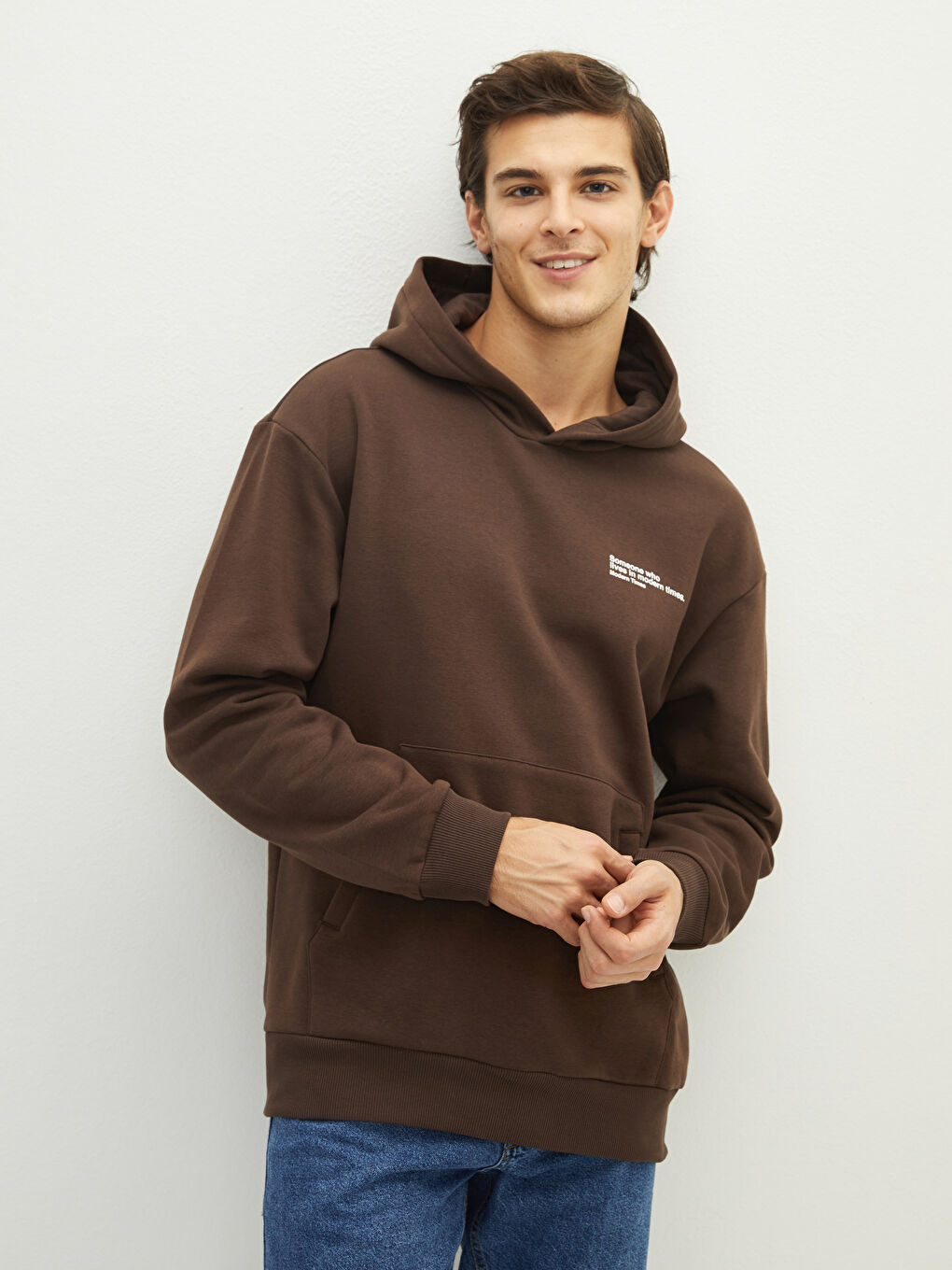 Long Sleeve Printed Men's Thick Hoodie