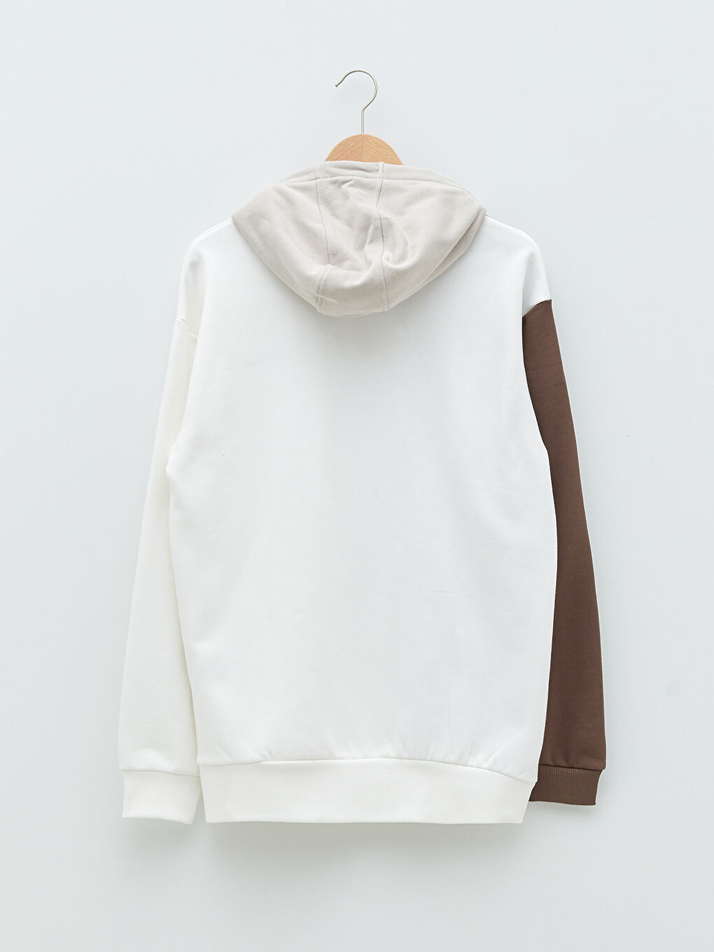 Uzun Kollu Renk Bloklu Erkek Kalın Hoodie-6