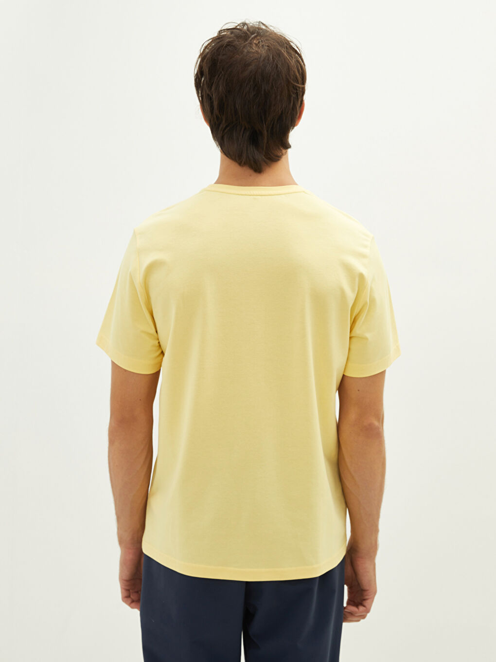 Sarı Bisiklet Yaka Kısa Kollu Baskılı Erkek Tişört-4