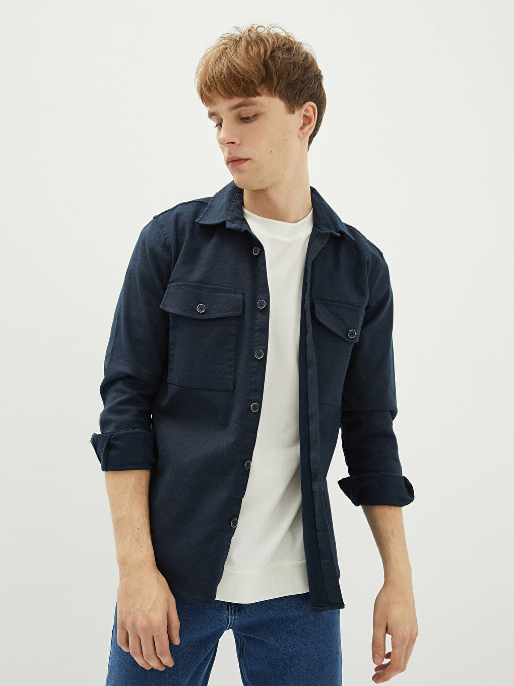 Standard Fit Long Sleeve Gabardine Men's Shirt-1