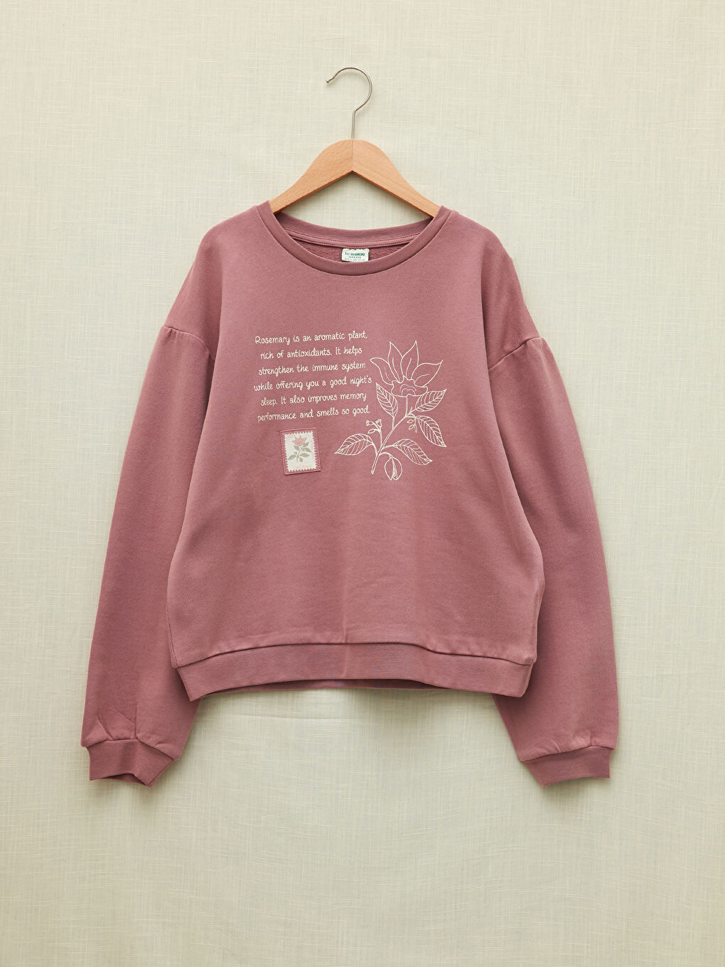 Pembe Bisiklet Yaka Baskılı Uzun Kollu Kız Çocuk Sweatshirt ve Tayt-1