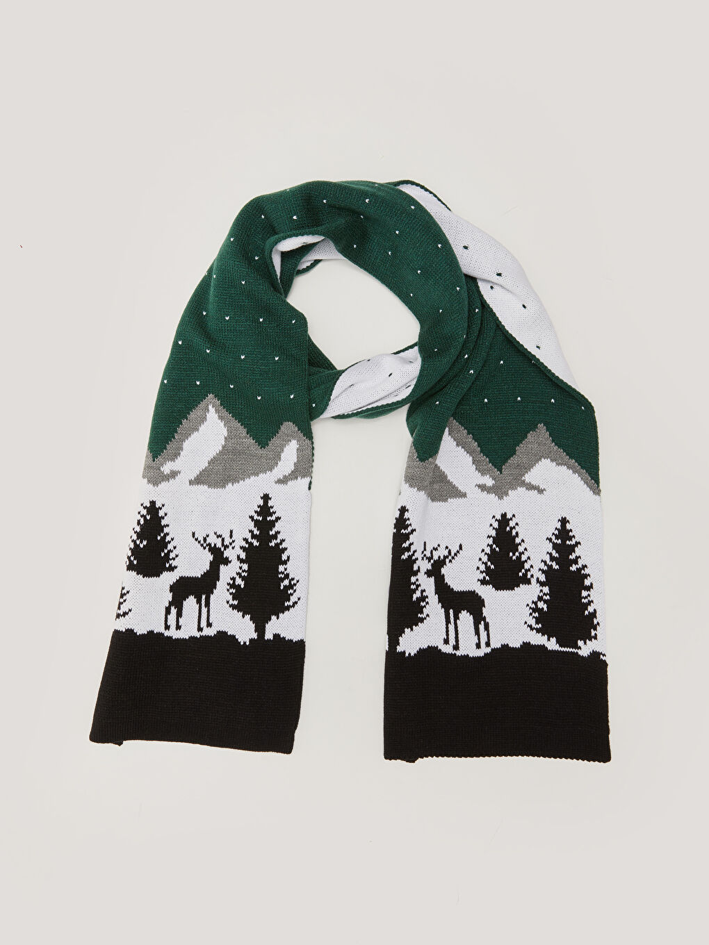 Yeşil Yılbaşı Temalı Erkek Triko Atkı-1