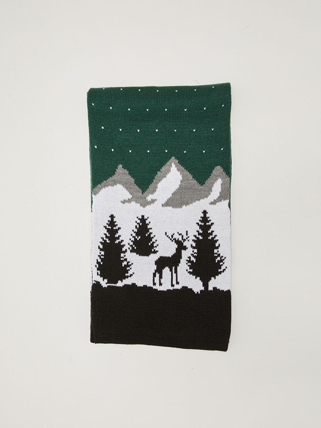 Yeşil Yılbaşı Temalı Erkek Triko Atkı-2