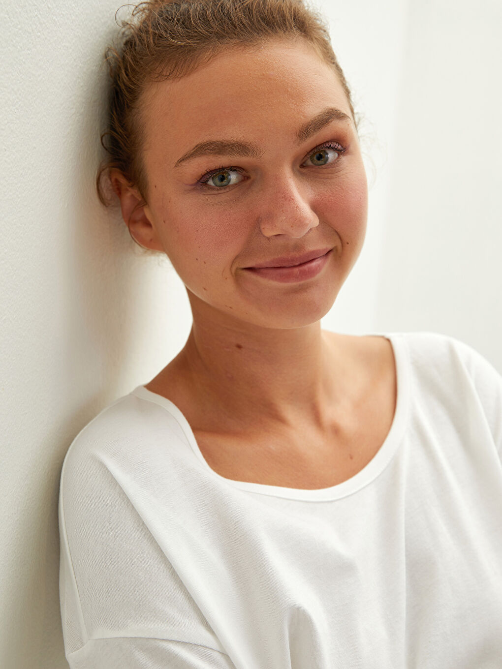 Pembe Bisiklet Yaka Baskılı Uzun Kollu Pamuklu Kadın Pijama Takımı-3