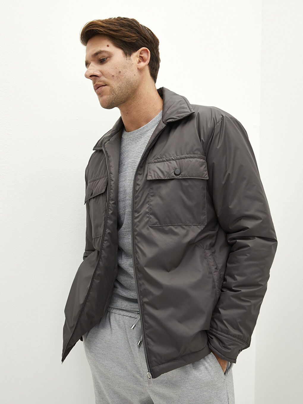 Veste Pour Hommes Coupe Svelte À Col