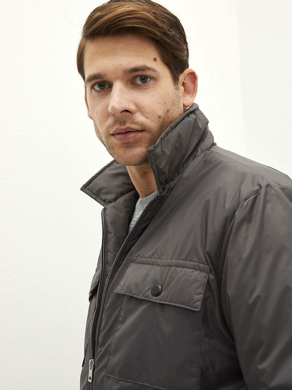 Veste Pour Hommes Coupe Svelte À Col-1