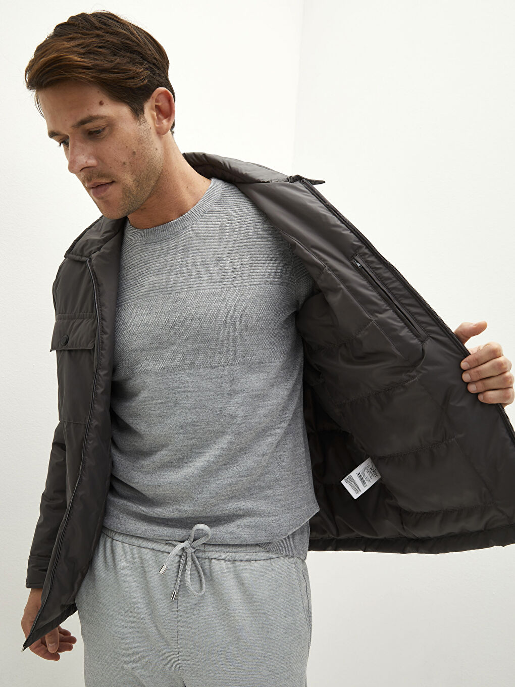 Veste Pour Hommes Coupe Svelte À Col-3