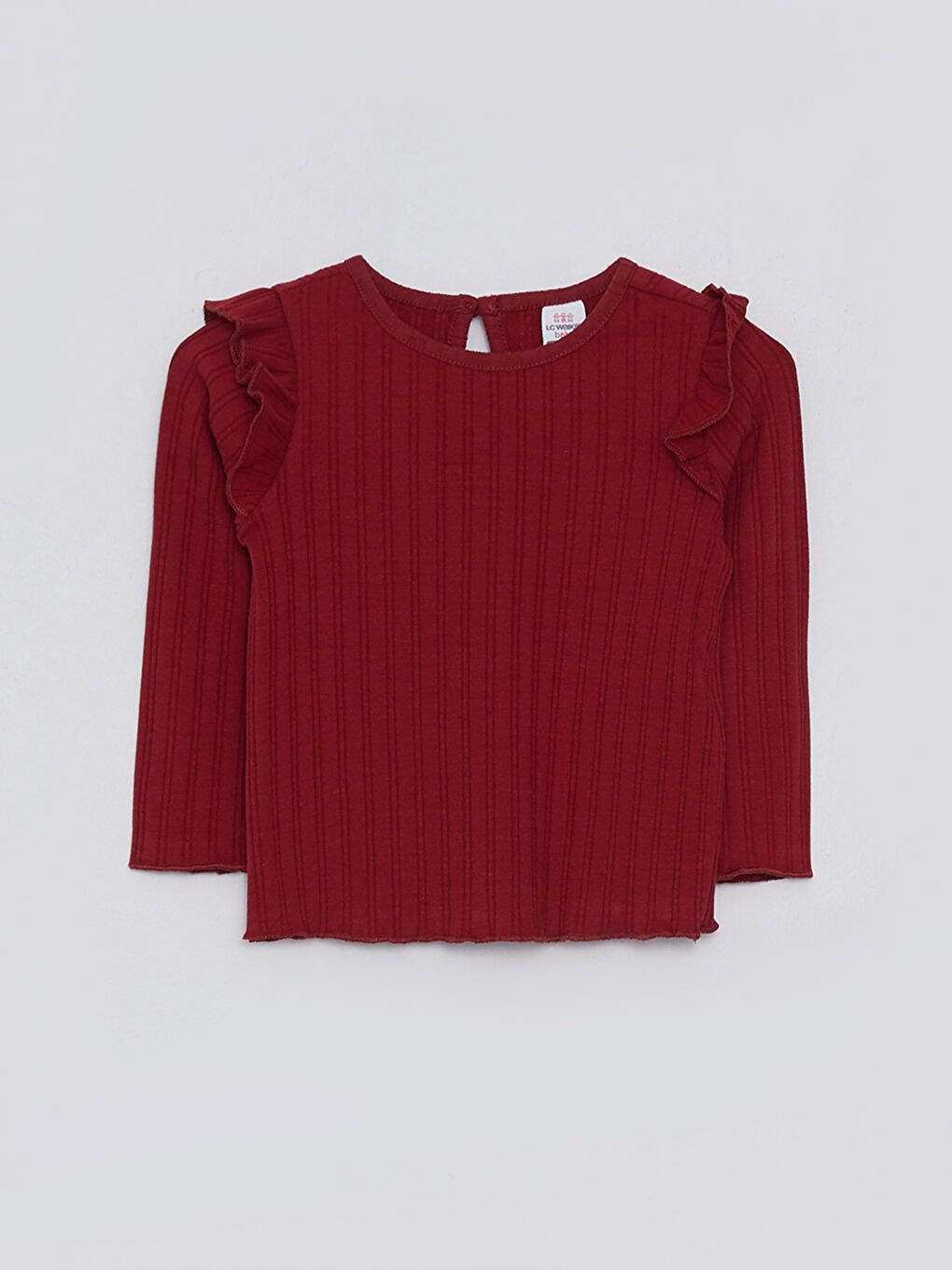 تيشيرت بناتي بيبي أساسي بأكمام طويلة ورقبة دائرية