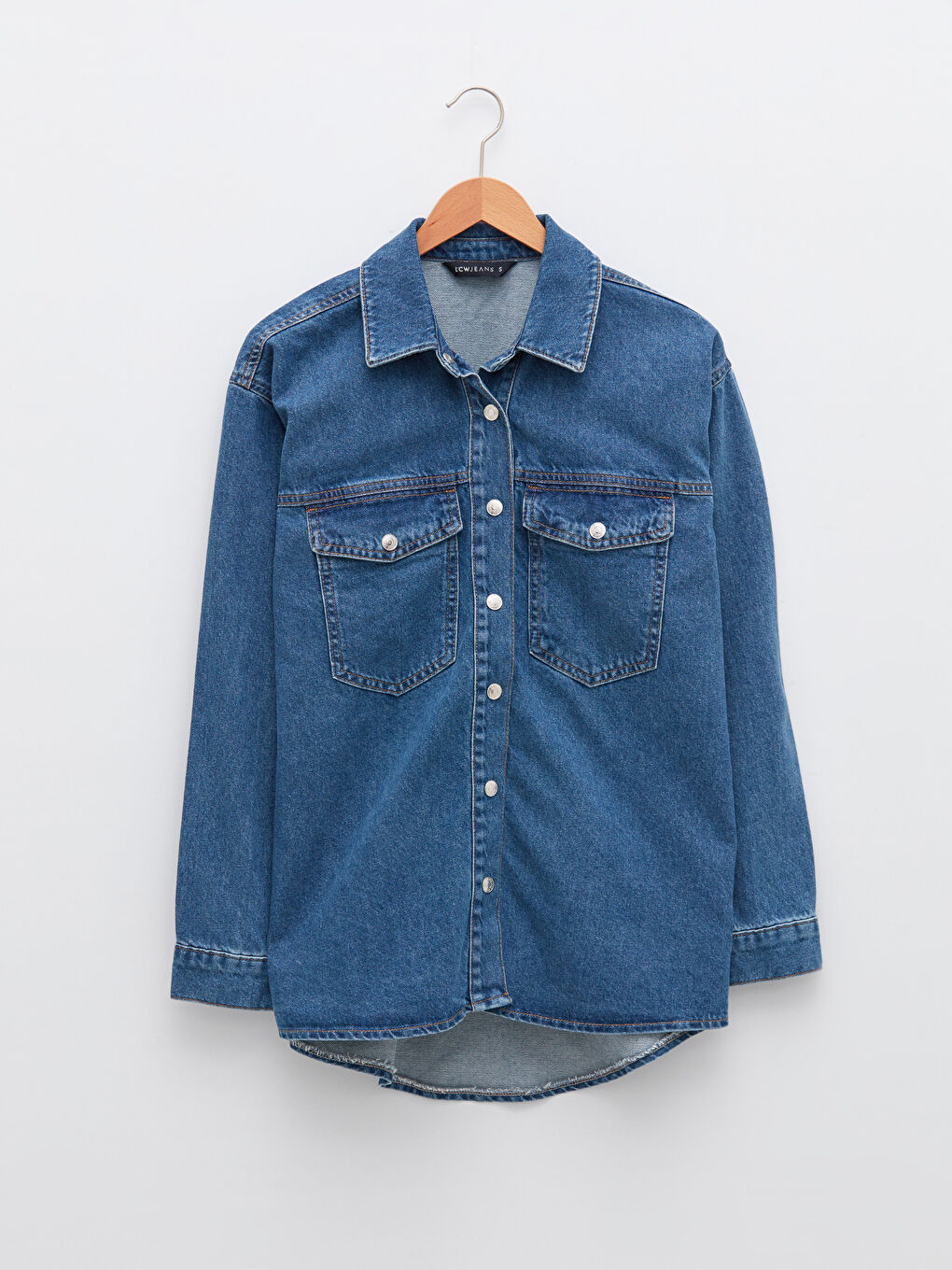 LCW Jeans Front Snap Closure Long Sleeved Pocket Detailed