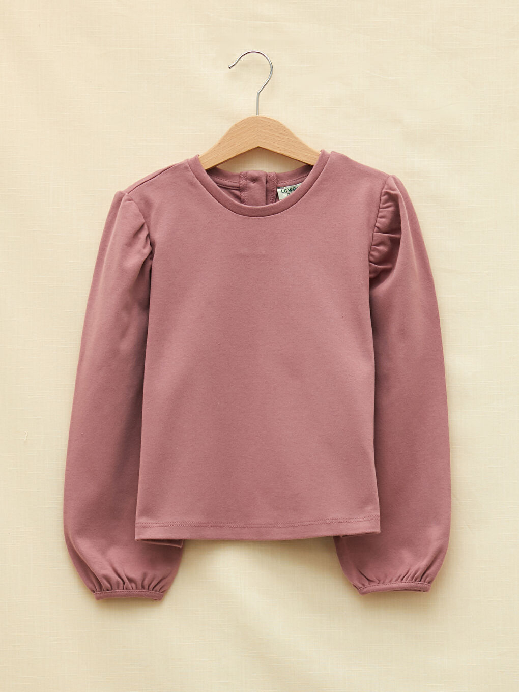 Pembe Bisiklet Yaka Basic Uzun Kollu Kız Çocuk Sweatshirt