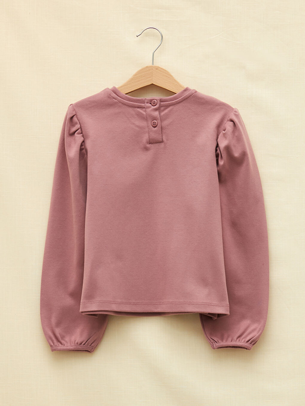 Pembe Bisiklet Yaka Basic Uzun Kollu Kız Çocuk Sweatshirt-1