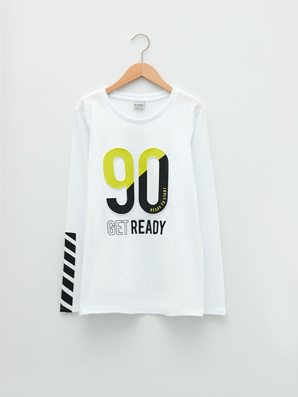 Crew Neck Printed Long Sleeve Cotton Boy T-shirt