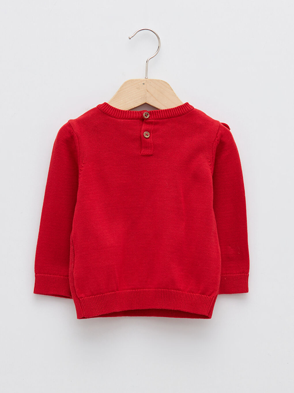 Crew Neck Long Sleeve Patterned Baby Girl Tricot Sweater-1