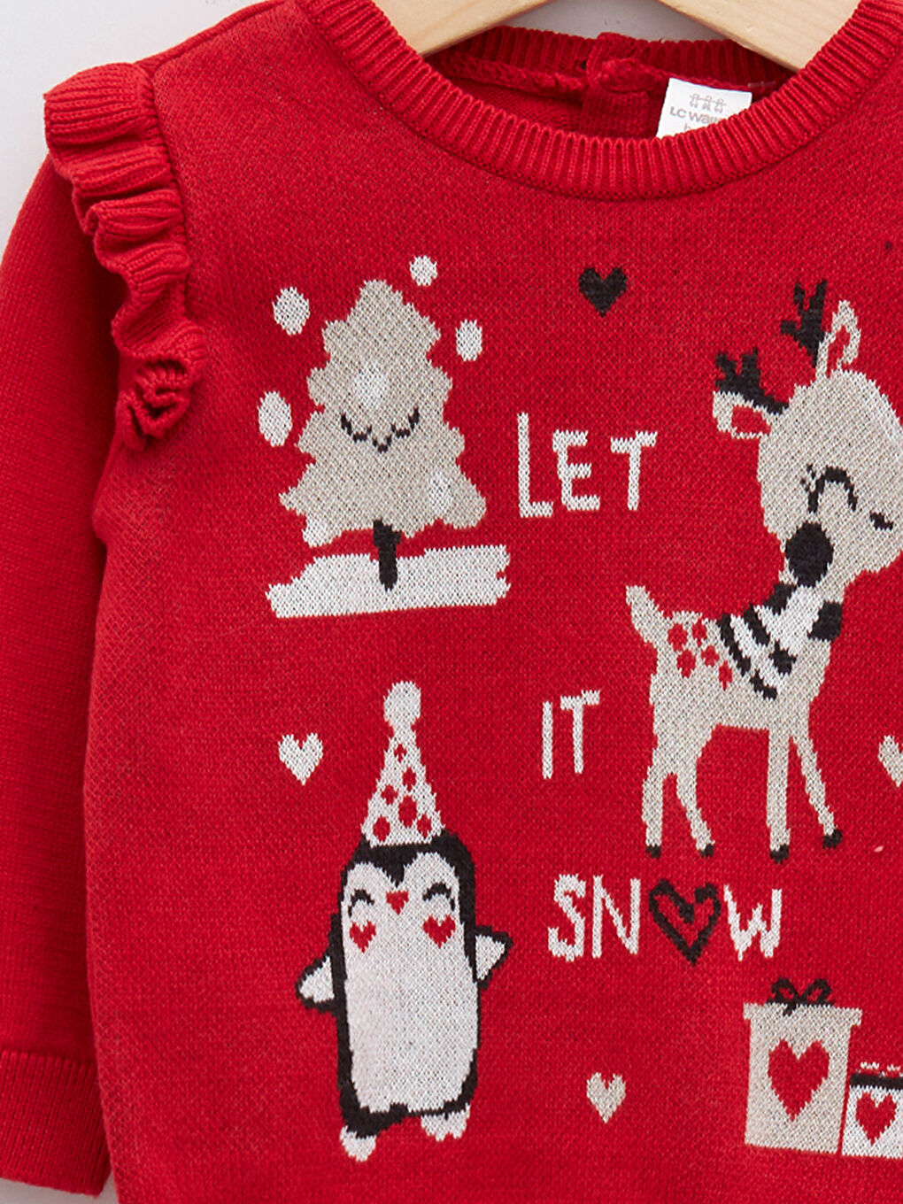 Crew Neck Long Sleeve Patterned Baby Girl Tricot Sweater-2