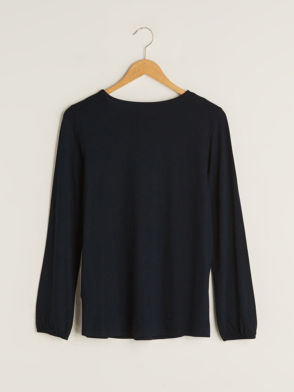 Tie Neck Plain Long Sleeve Women's Blouse-6