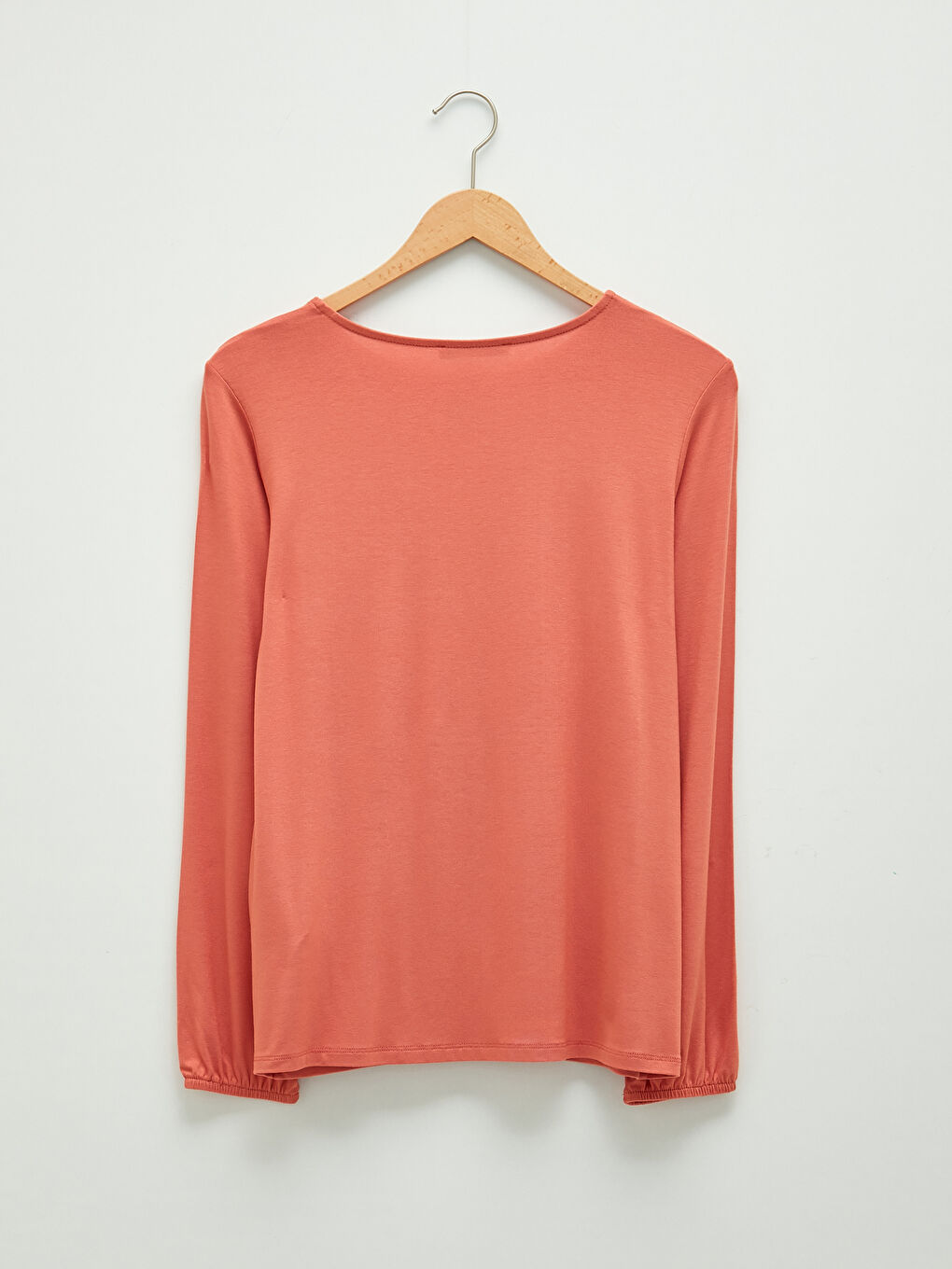 Tie Neck Plain Long Sleeve Women's Blouse-6