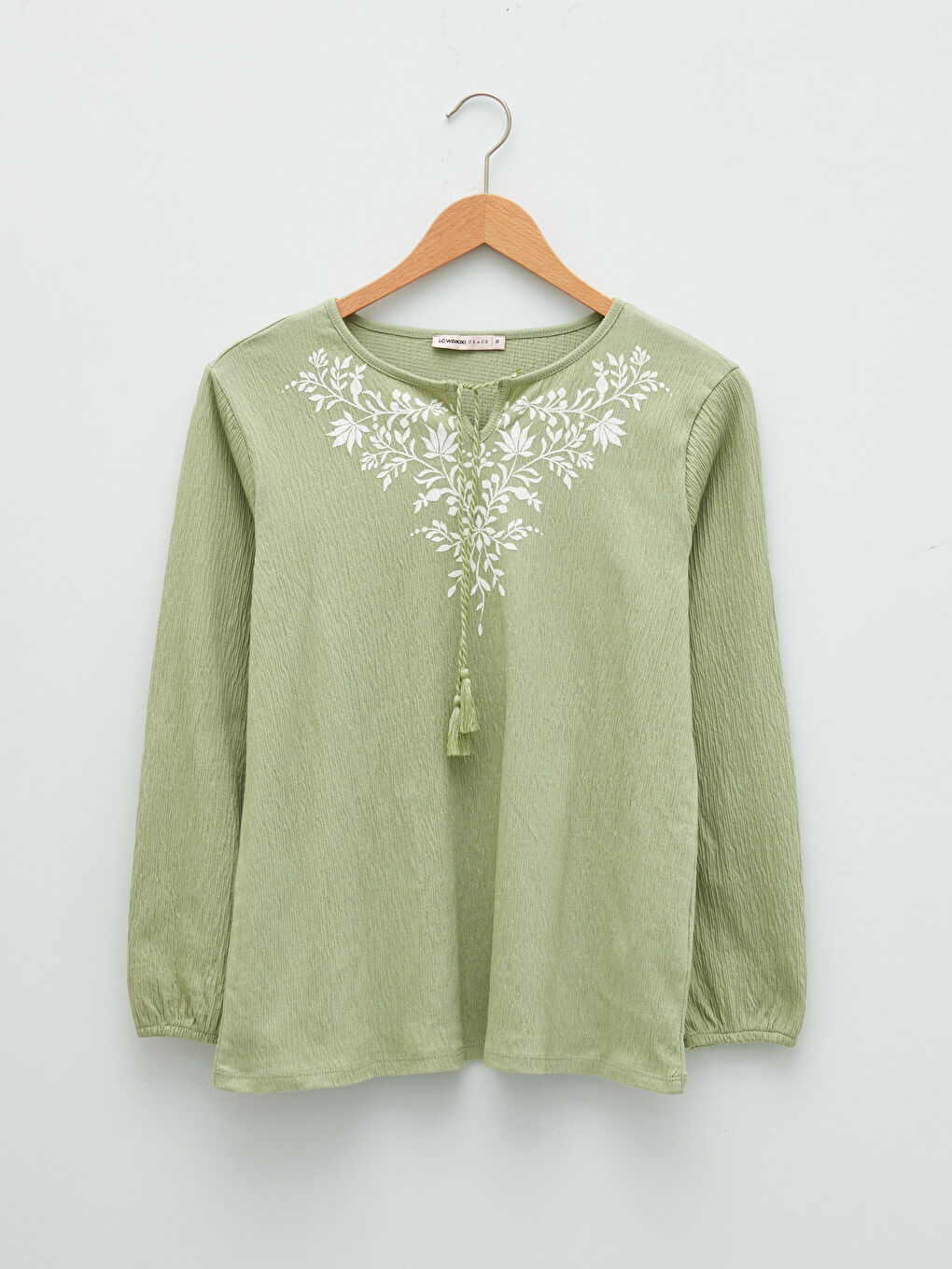Tie Neck Printed Long Sleeve Women's Blouse-5