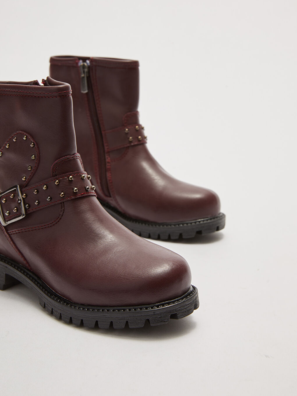 LCW STEPS Leather Look Buckle Detailed Zippered Girls' Boots -W1CQ61Z4-JAV