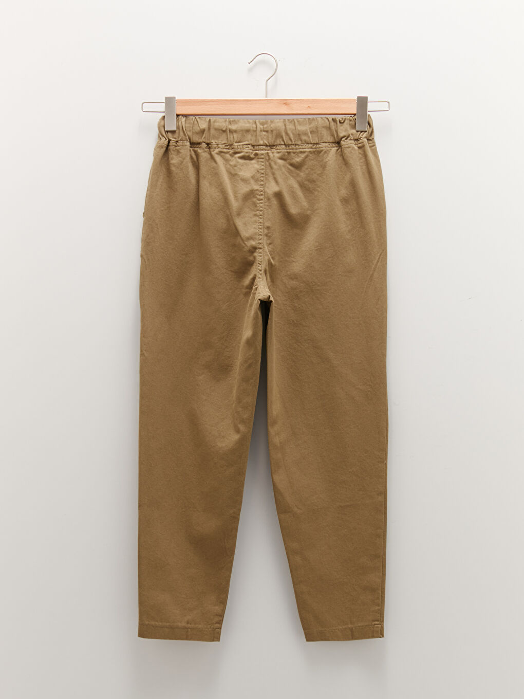 Elastic Waist Straight Pocket Detailed Cotton Women's Trousers-6