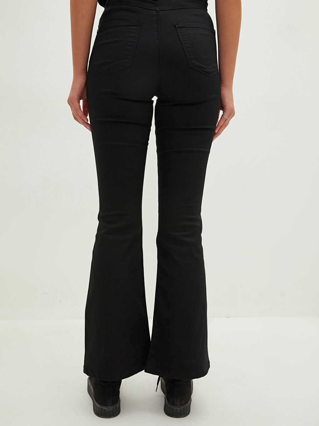 Normal Waist Tight Fit Flared Women's Trousers-5