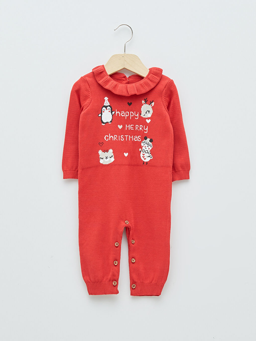 Crew Neck Long Sleeve Christmas Themed Baby Girl Knitwear Jumpsuit -W1CR25Z1-HC3
