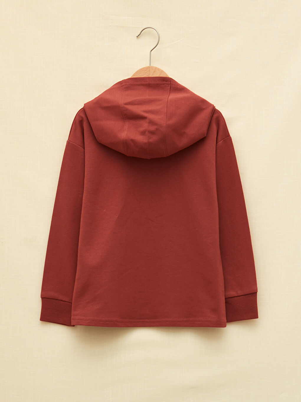 Bordo Kapüşonlu Baskılı Uzun Kollu Erkek Çocuk Sweatshirt-1