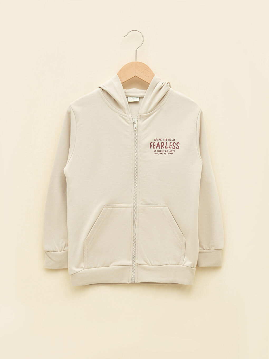 Hooded Printed Long Sleeve Boys' Zippered Sweatshirt