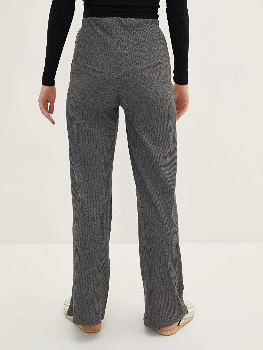 Gri Normal Bel Standart Fit Kadın Pantolon-4