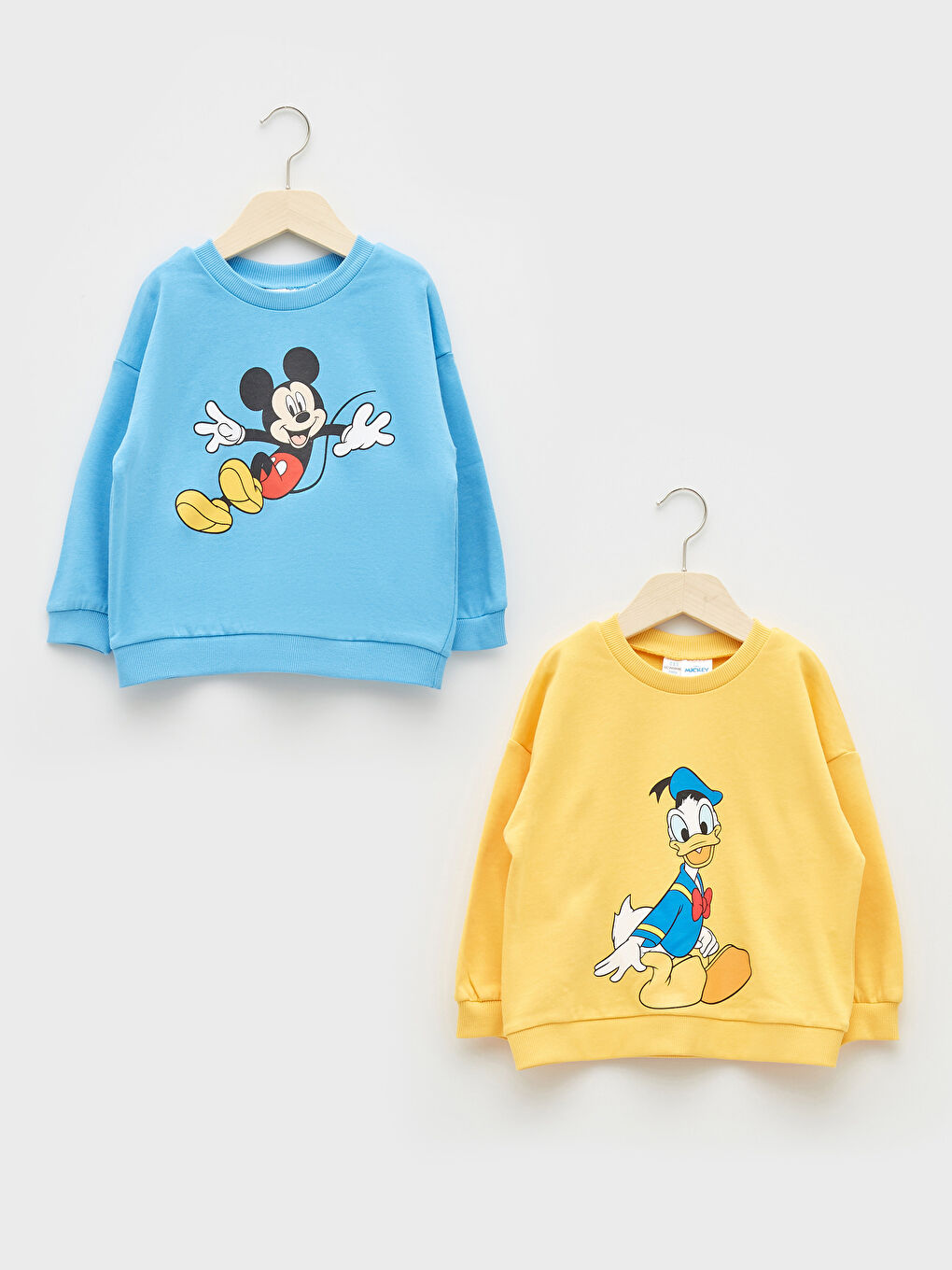 Mavi Bisiklet Yaka Disney Baskılı Uzun Kollu Erkek Bebek Sweatshirt 2'li