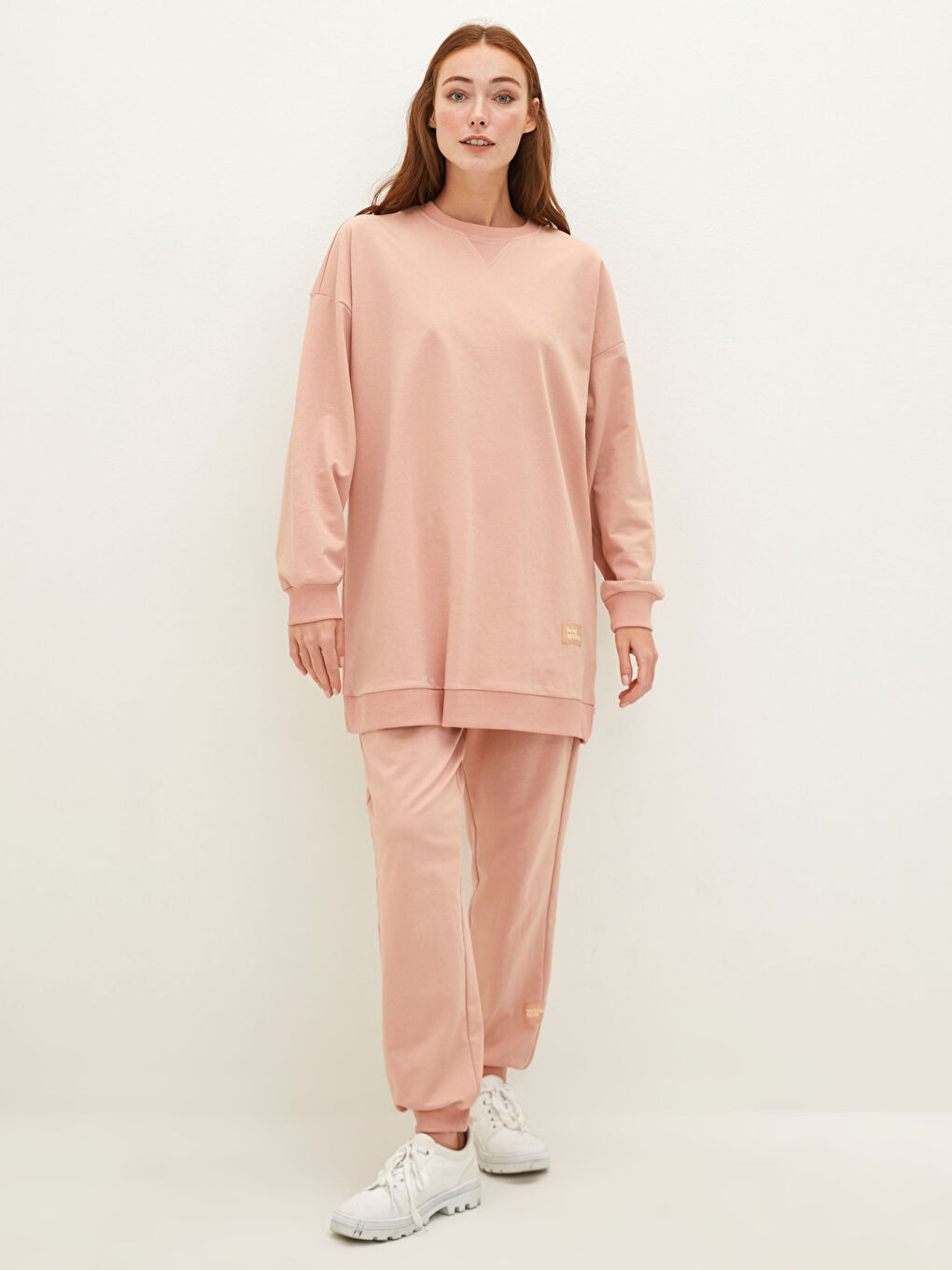 LCW Modest Crew Neck Printed Long Sleeve Women's Sweatshirt Tunic -W1CT06Z8-GA3