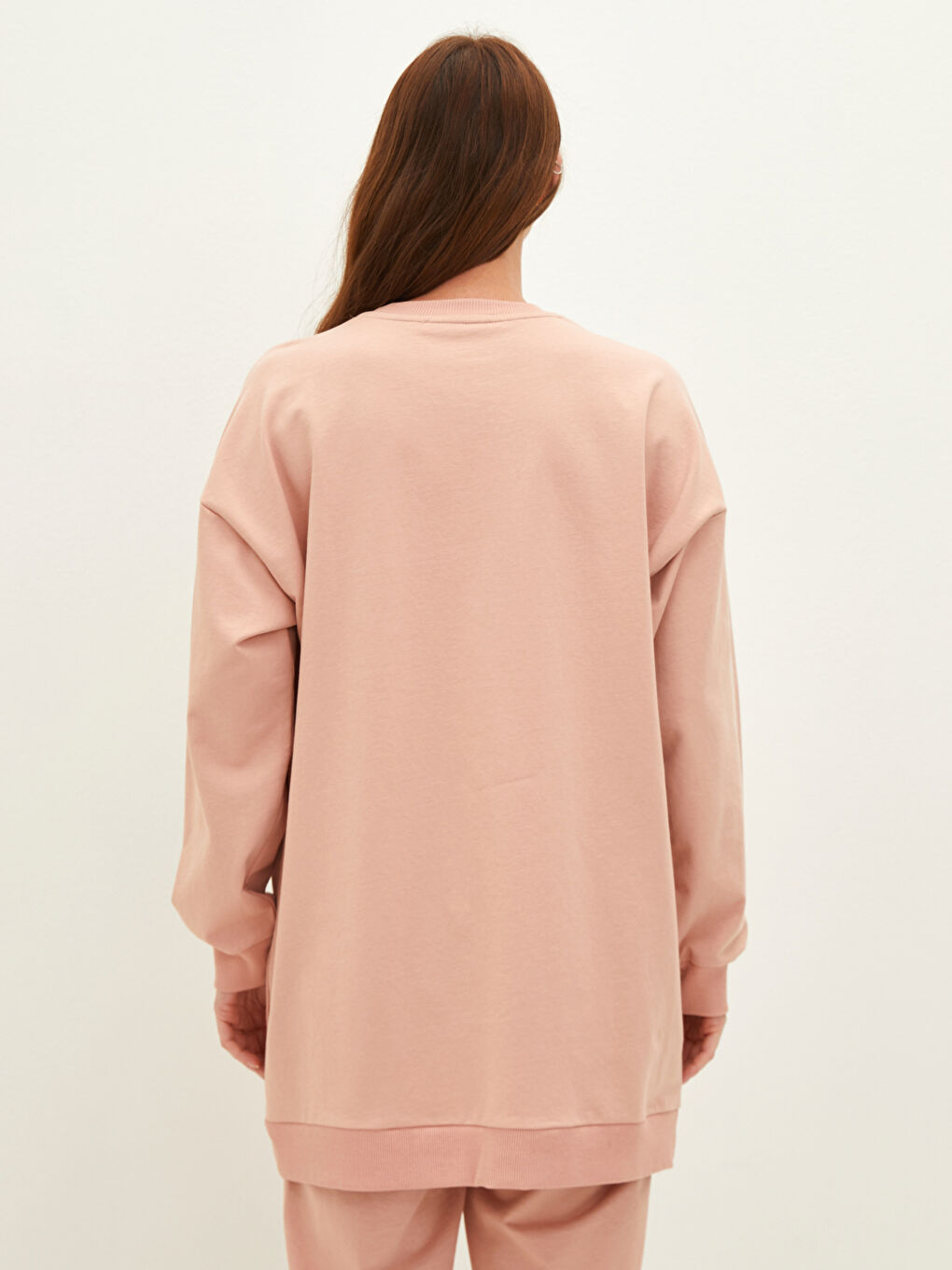 LCW Modest Crew Neck Printed Long Sleeve Women's Sweatshirt Tunic -W1CT06Z8-GA3