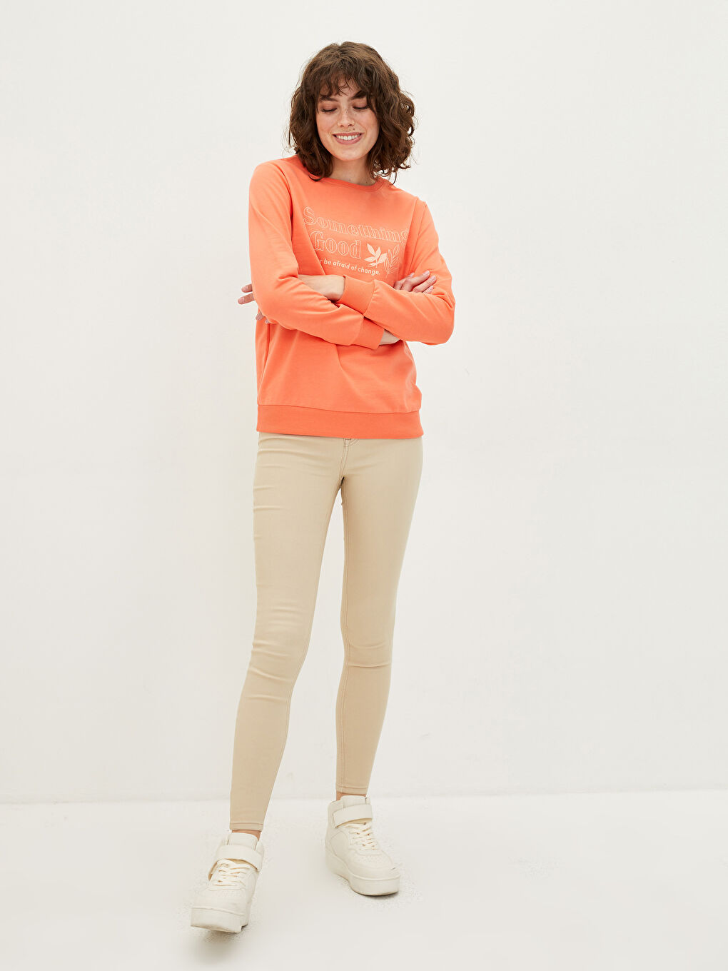 Crew Neck Printed Long Sleeve Women's Sweatshirt-2