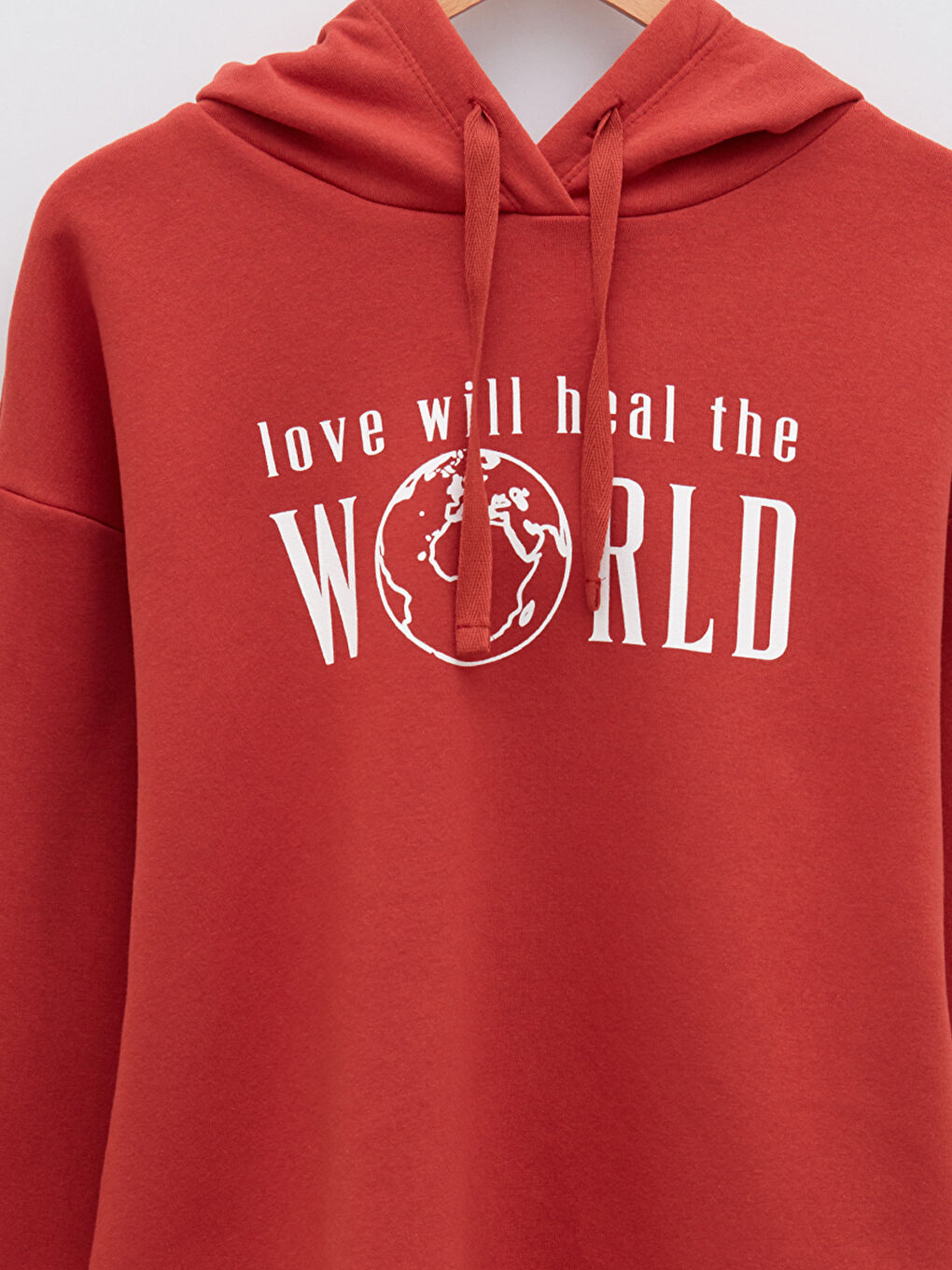 LCW Vision Kiremit Kapüşonlu Slogan Baskılı Uzun Kollu Kadın Sweatshirt - 7